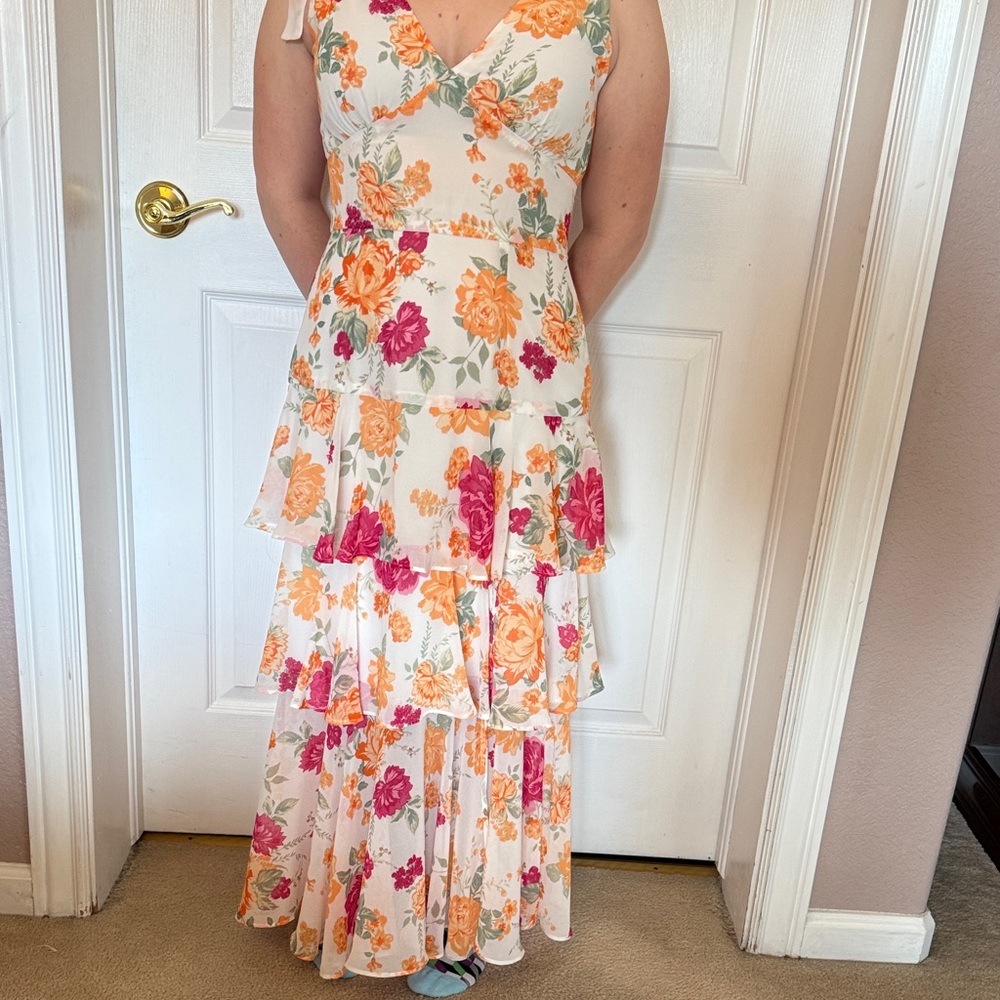 Wayf Floral Print Tiered Maxi Dress